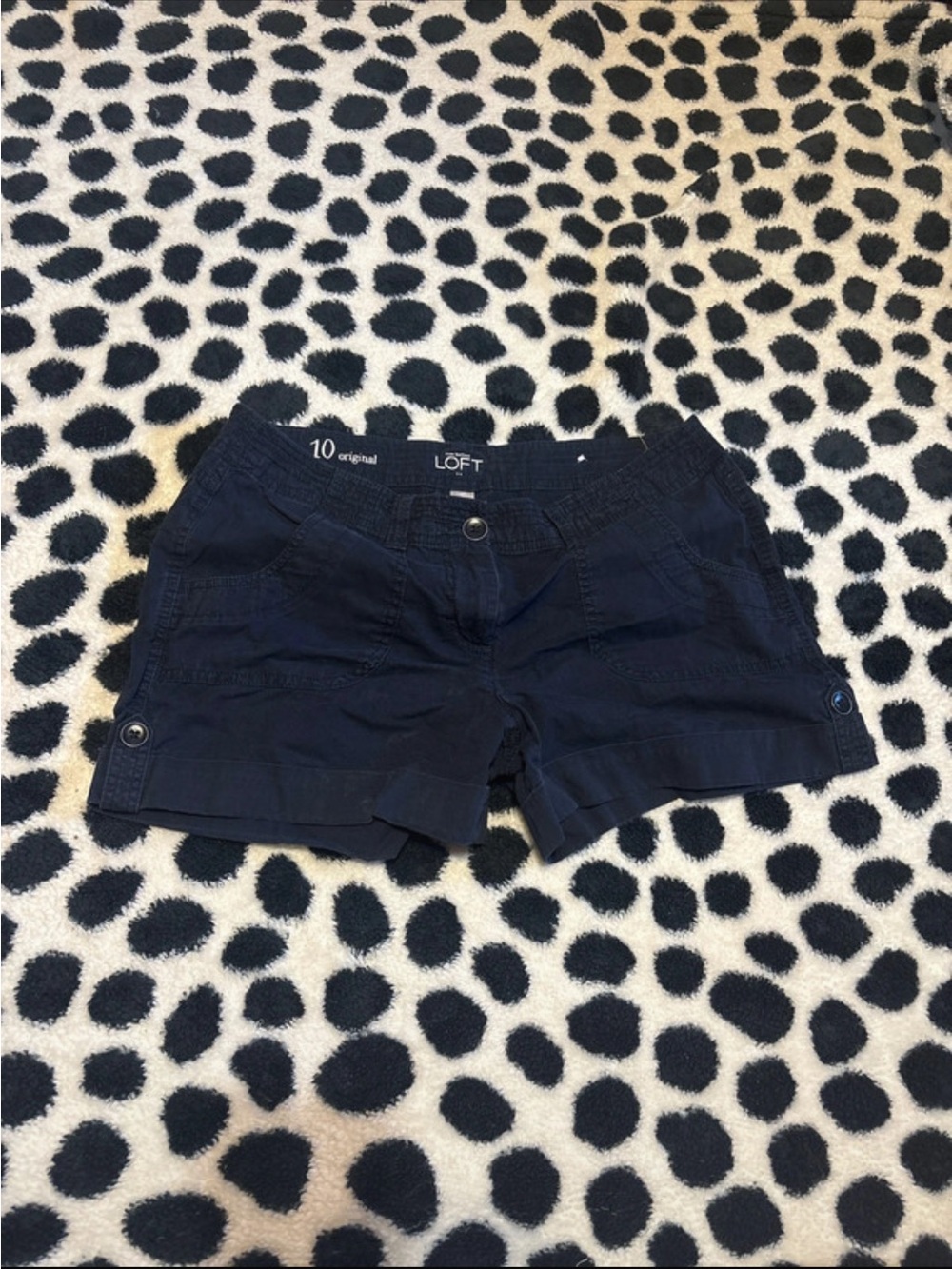 LOFT Navy Roll-Cuff Casual Bermuda Shorts